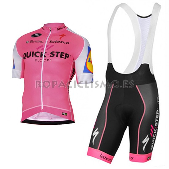 2017 Maillot Quick Step Tirantes Mangas Cortas Rosa